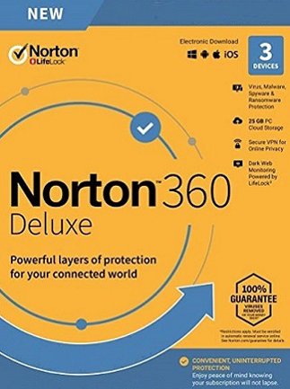 Norton 360 Deluxe – (3 Devices, 1 Year) – NortonLifeLock Key EUROPE